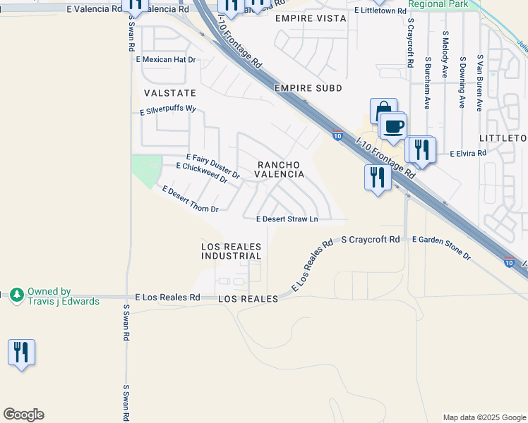 map of restaurants, bars, coffee shops, grocery stores, and more near 7057 South BRICKELLBUSH Lane in Tucson