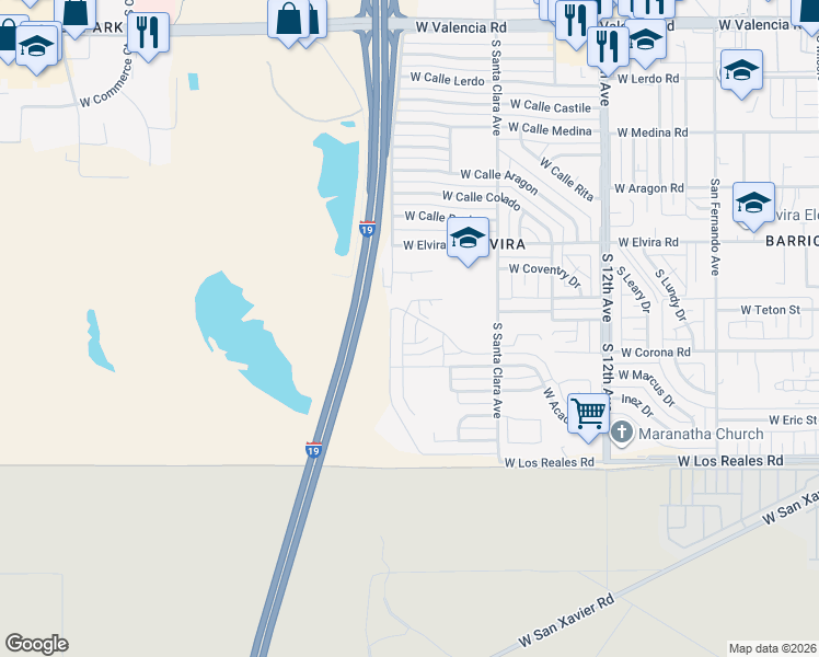 map of restaurants, bars, coffee shops, grocery stores, and more near 922 West Oahu Place in Tucson
