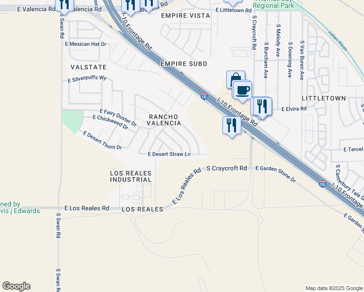 map of restaurants, bars, coffee shops, grocery stores, and more near 7047 South Red Maids Drive in Tucson