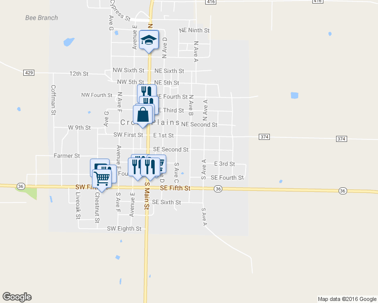map of restaurants, bars, coffee shops, grocery stores, and more near 200 North Avenue B in Cross Plains