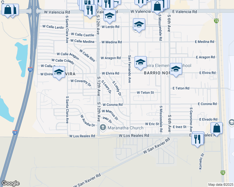 map of restaurants, bars, coffee shops, grocery stores, and more near 7026 Lundy in Tucson