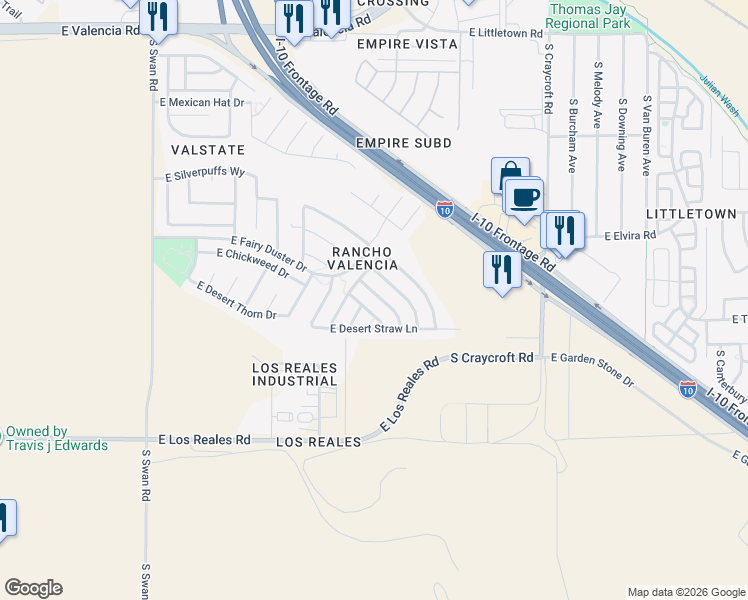 map of restaurants, bars, coffee shops, grocery stores, and more near 7006 South Red Maids Drive in Tucson