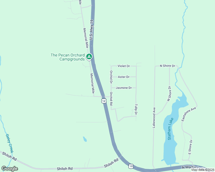 map of restaurants, bars, coffee shops, grocery stores, and more near 151 Orchid Road in Americus