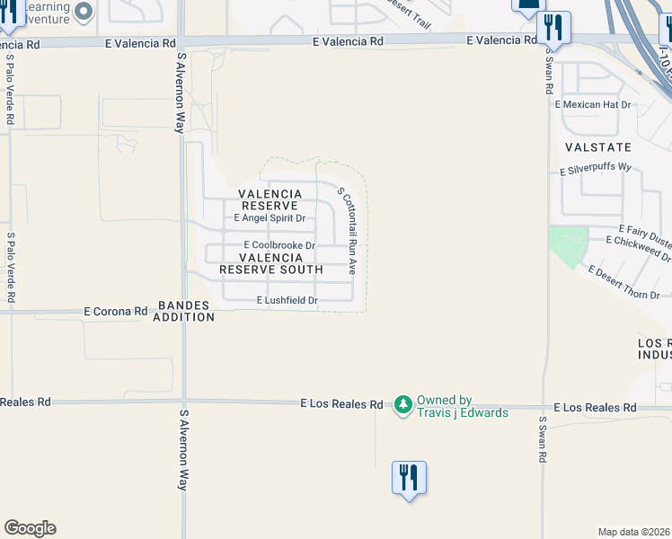 map of restaurants, bars, coffee shops, grocery stores, and more near 4213 East Stony Meadow Drive in Tucson