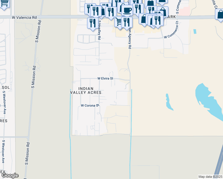 map of restaurants, bars, coffee shops, grocery stores, and more near 1831 West Elvira Street in Tucson