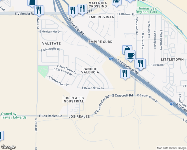 map of restaurants, bars, coffee shops, grocery stores, and more near 6951 South Red Maids Drive in Tucson
