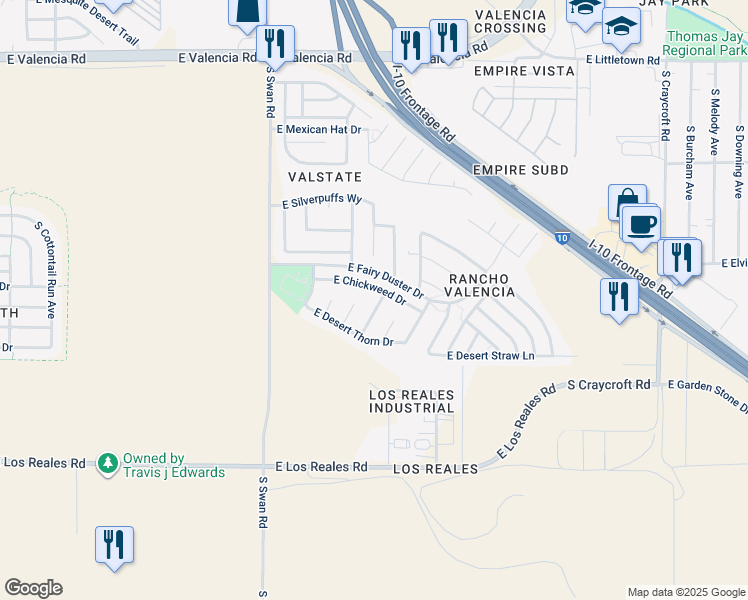 map of restaurants, bars, coffee shops, grocery stores, and more near 6974 South Sweetbush Avenue in Tucson