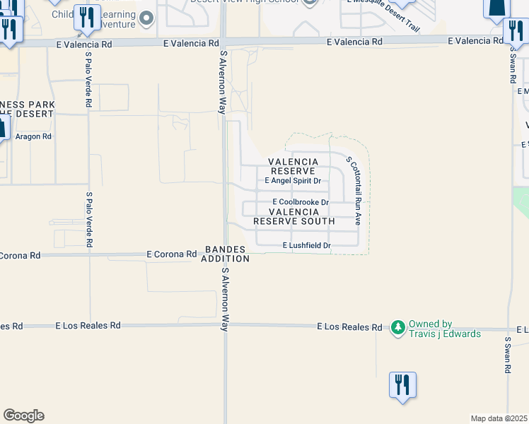 map of restaurants, bars, coffee shops, grocery stores, and more near 4003 East Stony Meadow Drive in Tucson