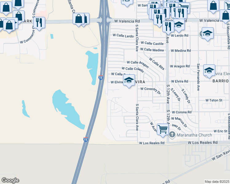 map of restaurants, bars, coffee shops, grocery stores, and more near 947 W Coventry Pl in Tucson