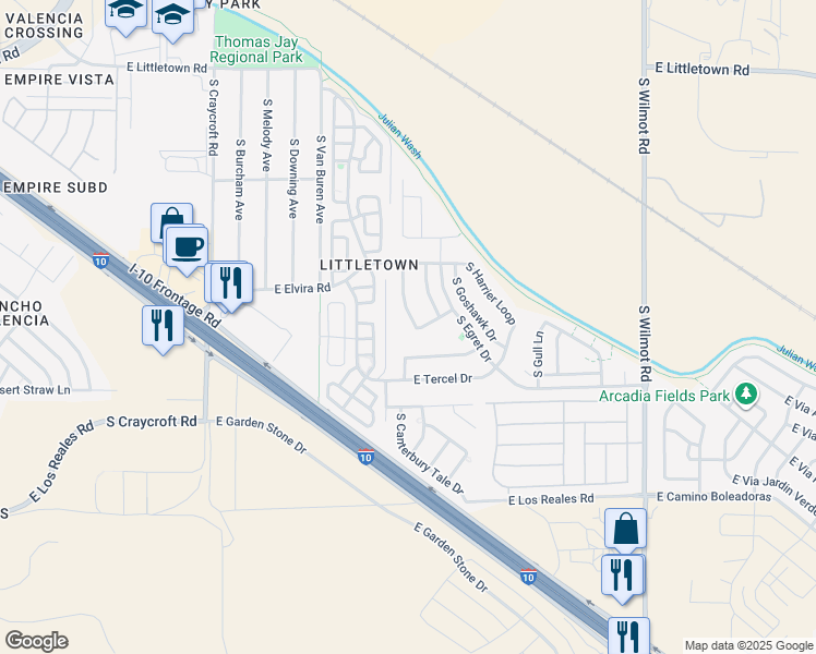 map of restaurants, bars, coffee shops, grocery stores, and more near 6976 South Martlet Drive in Tucson
