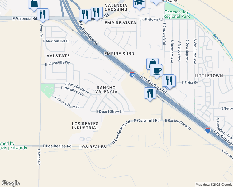 map of restaurants, bars, coffee shops, grocery stores, and more near 6952 South Ladys Thumb Lane in Tucson