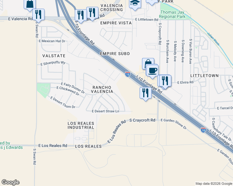 map of restaurants, bars, coffee shops, grocery stores, and more near 6952 South Ladys Thumb Lane in Tucson