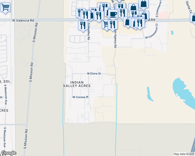 map of restaurants, bars, coffee shops, grocery stores, and more near 1831 West Elvira Street in Tucson