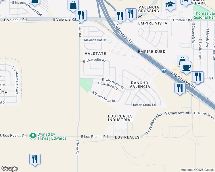 map of restaurants, bars, coffee shops, grocery stores, and more near 6974 South Sweetbush Avenue in Tucson