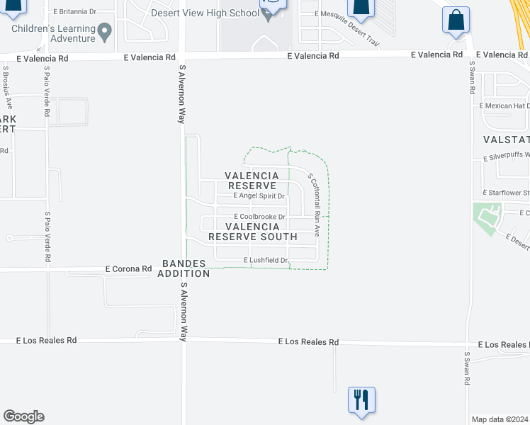 map of restaurants, bars, coffee shops, grocery stores, and more near 4123 East Coolbrooke Drive in Tucson
