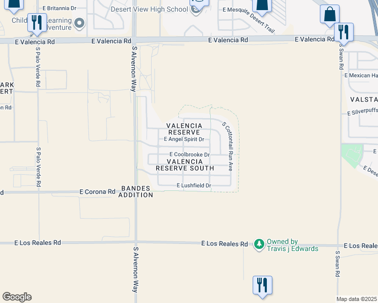 map of restaurants, bars, coffee shops, grocery stores, and more near 4069 East Stony Meadow Drive in Tucson