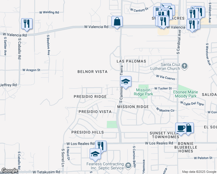 map of restaurants, bars, coffee shops, grocery stores, and more near 6917 Placita Del Perone in Tucson