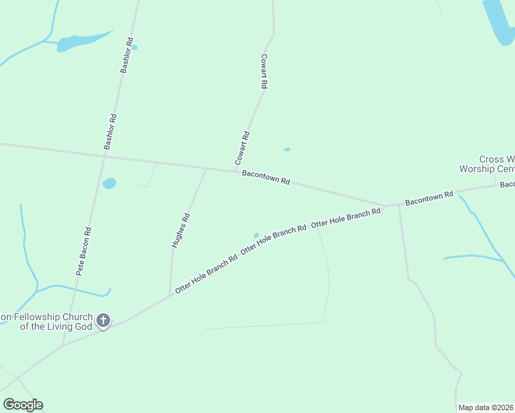 map of restaurants, bars, coffee shops, grocery stores, and more near 2551 Bacontown Road in Pembroke