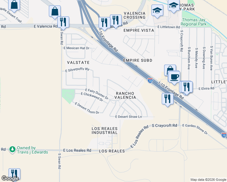 map of restaurants, bars, coffee shops, grocery stores, and more near 5067 East Fishhook Court in Tucson