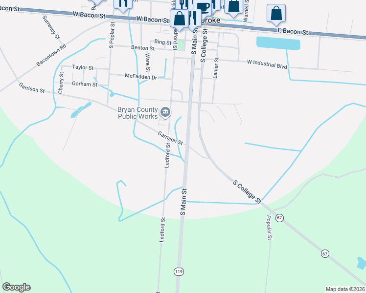 map of restaurants, bars, coffee shops, grocery stores, and more near 5 Garrison Street in Pembroke