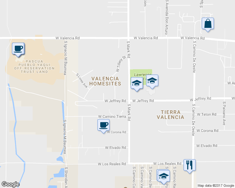 map of restaurants, bars, coffee shops, grocery stores, and more near 6869 South Seehorn Avenue in Tucson