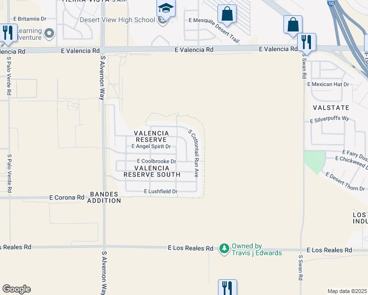 map of restaurants, bars, coffee shops, grocery stores, and more near 6896 South Creek Run Avenue in Tucson