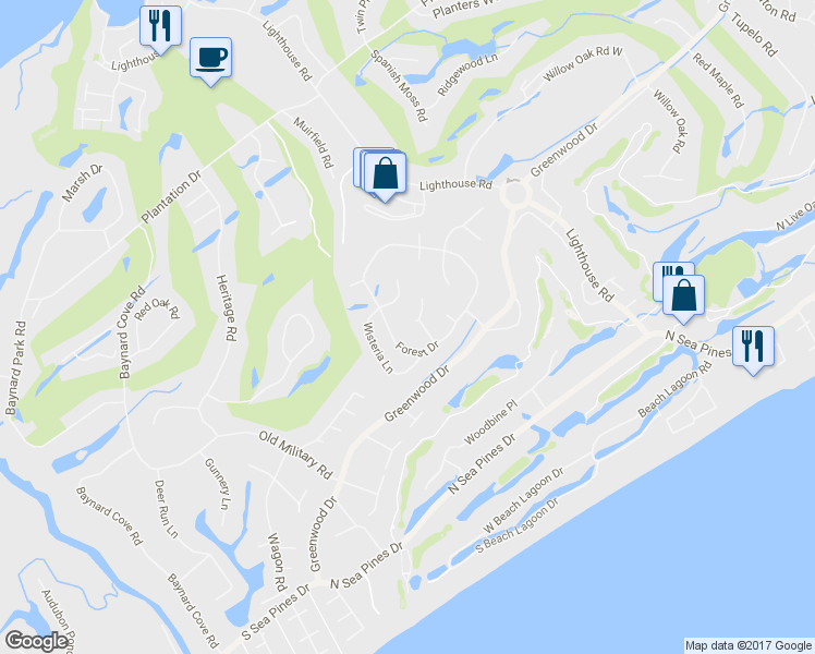 map of restaurants, bars, coffee shops, grocery stores, and more near 11 Hollyberry Lane in Hilton Head Island