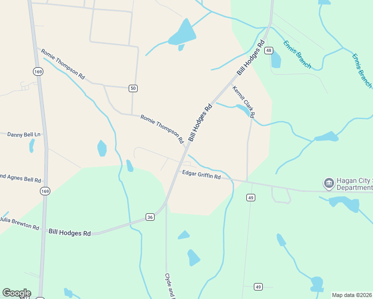 map of restaurants, bars, coffee shops, grocery stores, and more near Bill Hodges Rd in Claxton