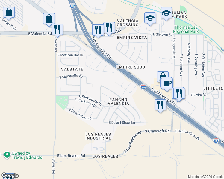 map of restaurants, bars, coffee shops, grocery stores, and more near 5067 East Fishhook Court in Tucson