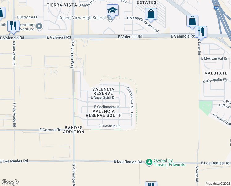 map of restaurants, bars, coffee shops, grocery stores, and more near 4156 East Agate Knoll Drive in Tucson