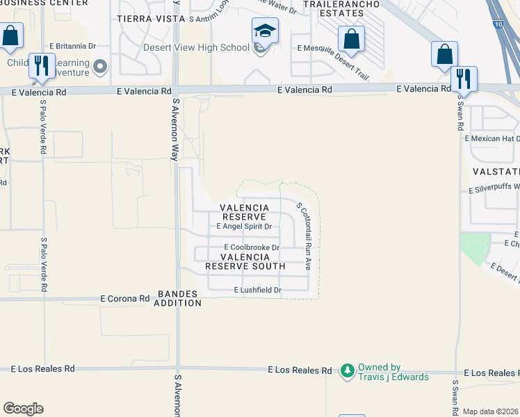 map of restaurants, bars, coffee shops, grocery stores, and more near 4140 East Cameo Point Drive in Tucson
