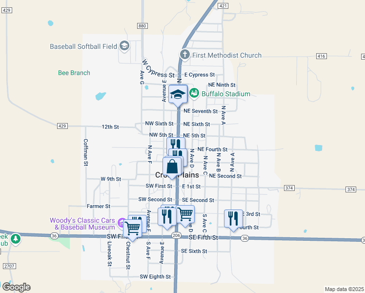 map of restaurants, bars, coffee shops, grocery stores, and more near 408 North Main Street in Cross Plains
