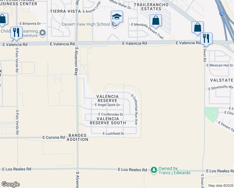 map of restaurants, bars, coffee shops, grocery stores, and more near 4140 East Cameo Point Drive in Tucson