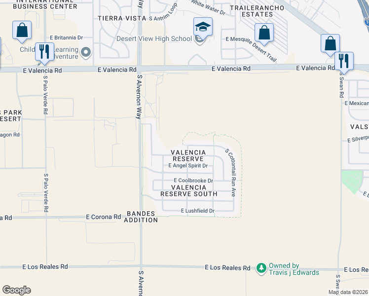 map of restaurants, bars, coffee shops, grocery stores, and more near 4066 East Cameo Point Drive in Tucson