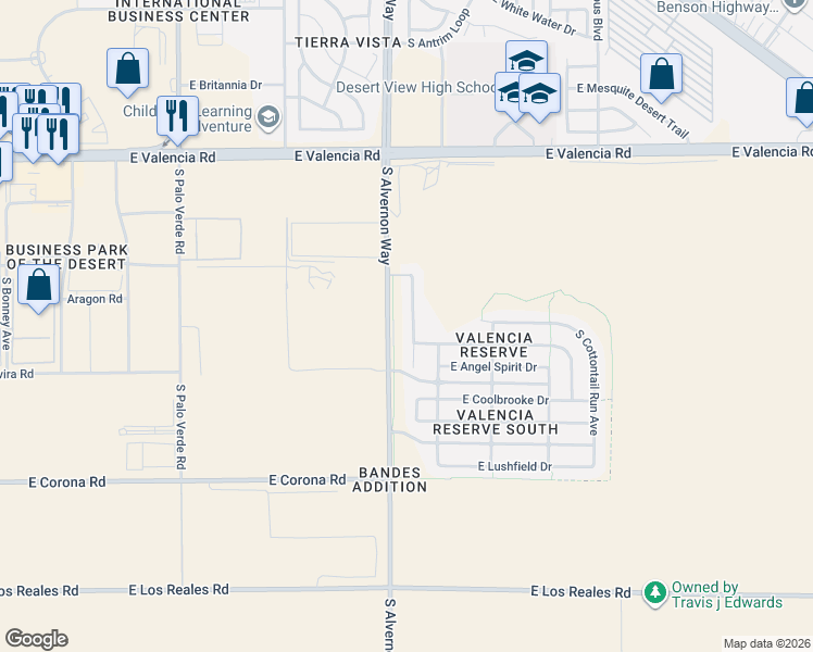 map of restaurants, bars, coffee shops, grocery stores, and more near 6806 South SONORAN BLOOM Avenue in Tucson