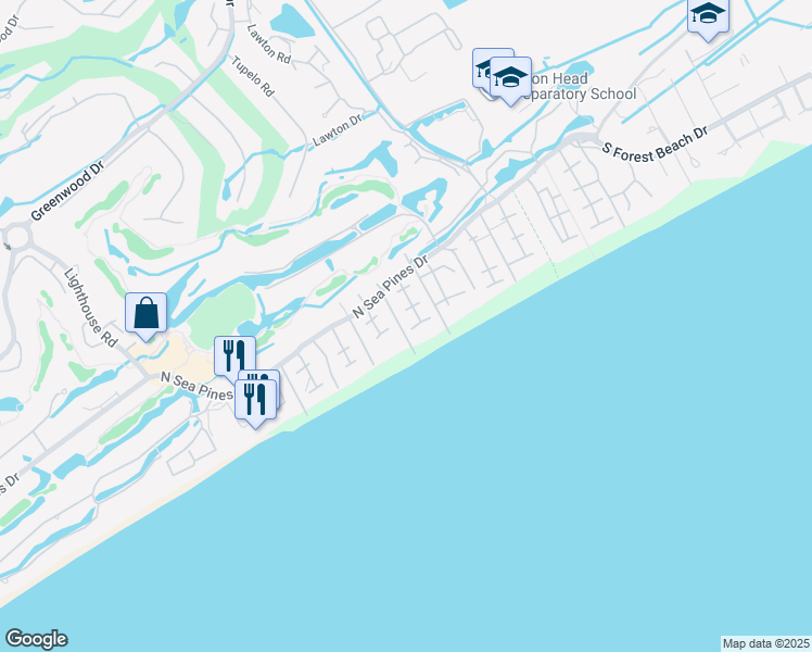 map of restaurants, bars, coffee shops, grocery stores, and more near 20 Oyster Catcher Road in Hilton Head Island