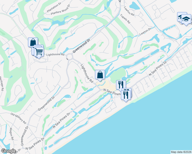 map of restaurants, bars, coffee shops, grocery stores, and more near 8-10 Lighthouse Road in Hilton Head Island