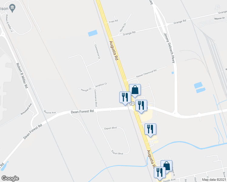 map of restaurants, bars, coffee shops, grocery stores, and more near 15 Aviation Court in Garden City