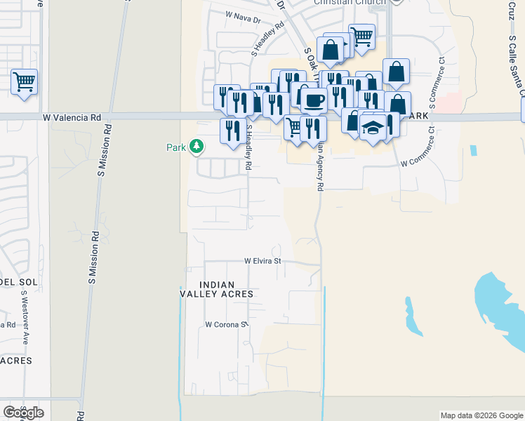 map of restaurants, bars, coffee shops, grocery stores, and more near 6765 South Headley Road in Tucson