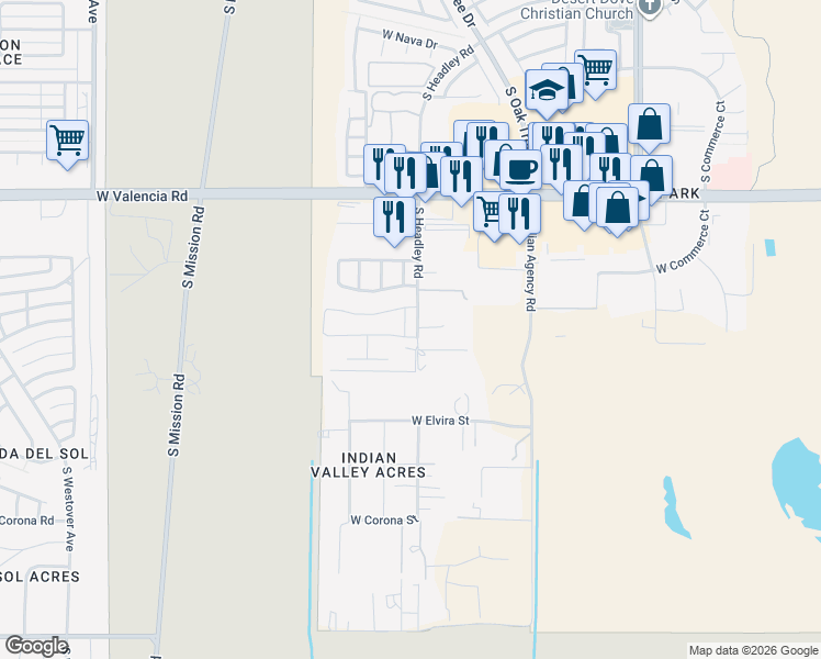 map of restaurants, bars, coffee shops, grocery stores, and more near 6657 South Avenida Mirella Bonita in Tucson