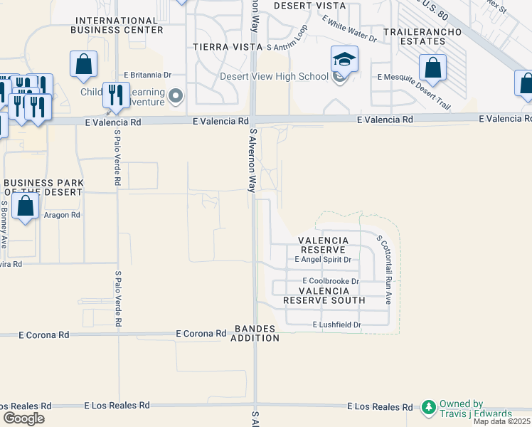 map of restaurants, bars, coffee shops, grocery stores, and more near 6758 South SONORAN BLOOM Avenue in Tucson