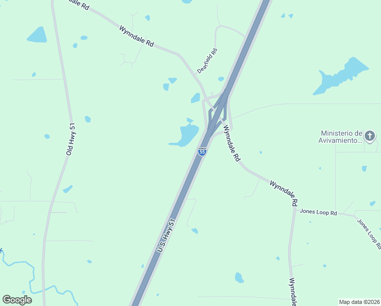 map of restaurants, bars, coffee shops, grocery stores, and more near 9385 Interstate 55 in Terry