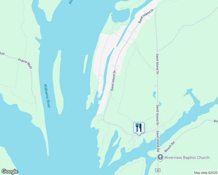 map of restaurants, bars, coffee shops, grocery stores, and more near 641 Sand Island Drive in Camden