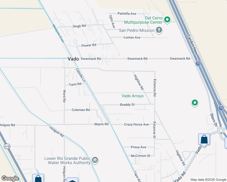 map of restaurants, bars, coffee shops, grocery stores, and more near 98 Coors Road in Vado