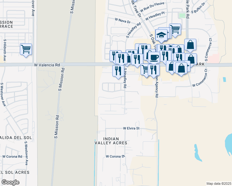 map of restaurants, bars, coffee shops, grocery stores, and more near 1993 West Mandalay Bay Drive in Tucson