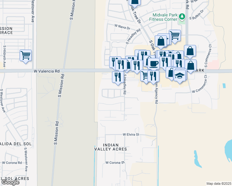 map of restaurants, bars, coffee shops, grocery stores, and more near 6649 South Luxor Way in Tucson
