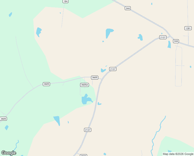 map of restaurants, bars, coffee shops, grocery stores, and more near County Road 3605 in Bullard