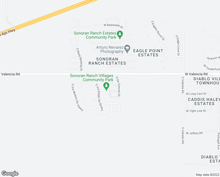 map of restaurants, bars, coffee shops, grocery stores, and more near 6601 South Giuliani Avenue in Tucson