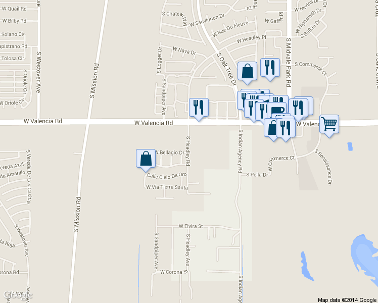 map of restaurants, bars, coffee shops, grocery stores, and more near 6633 South Venetian Drive in Tucson