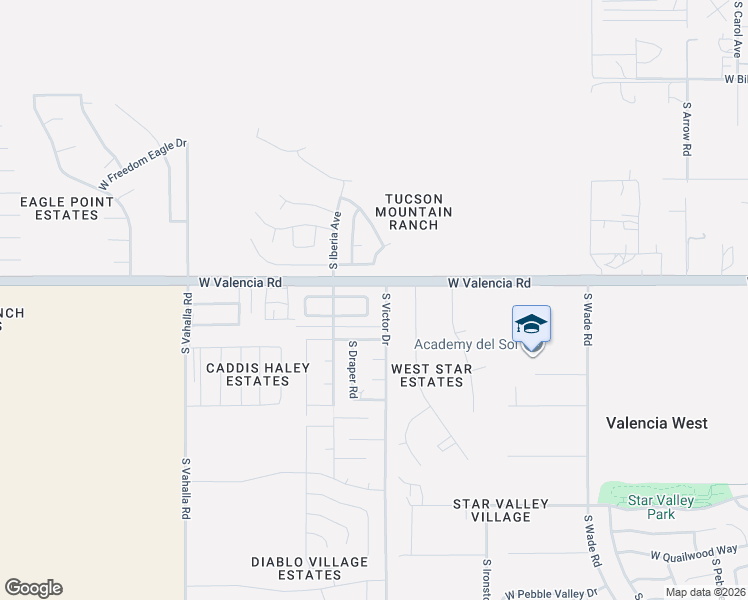 map of restaurants, bars, coffee shops, grocery stores, and more near 6517 South Iberia Circle in Tucson